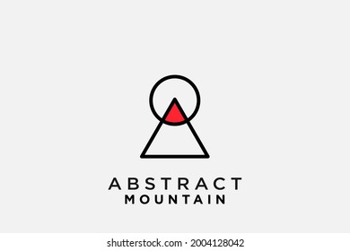 ilustración de diseño del logotipo del icono de la zona de montaña abstracta vectorial. logotipo utilizable para aplicación, agencia de viajes con icono web, plantilla de diseño de logotipo de línea mono de aventura