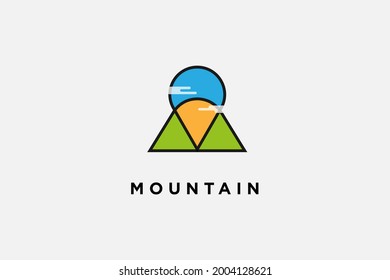vector abstract mountain spot icon logo design illustration. usable logo for application, web icon travel agency, adventure mono line logo design template