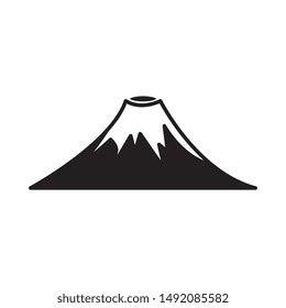 Vector abstract mountain volcano rock black silhouette icon. Natural terrain element for graphic design. Landscape decoration object, symbol of climbing, extreme sports and adventure illustration