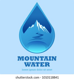 Vector abstract, mountain water symbol