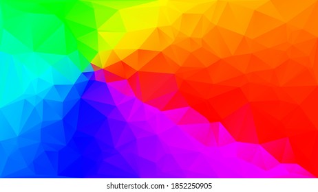 Fondo polígonal multicolor abstracto vectorial. Fondo geométrico triangular con colores rojo, amarillo, verde, cian, azul y magenta