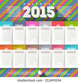 Vector abstract multicolored calendar of 2015