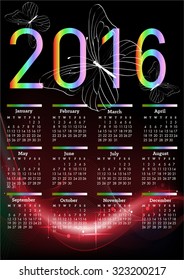 Vector abstract multicolored calendar of 2015