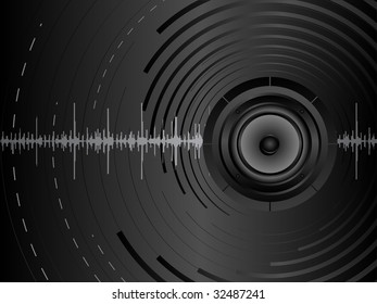 Vector abstract music background with audio speakers.