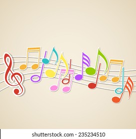Vector abstract music background with notes