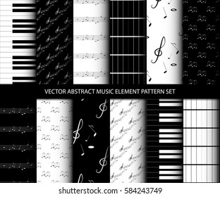 Vector abstract music element pattern set, inclusive of pattern swatch inside