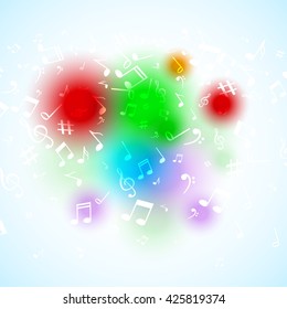 Vector abstract Music notes. Colorful musical background.