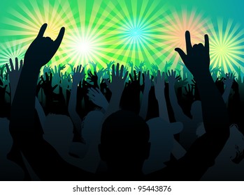 vector abstract music poster with crowd