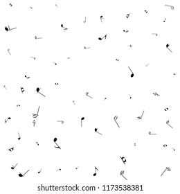 Vector abstract musical background. Black notes on white