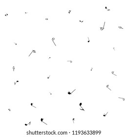 Vector abstract musical background. Black notes on white