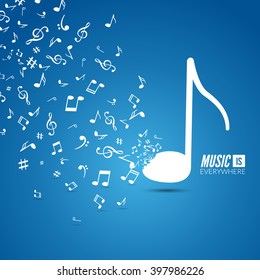 Vector abstract musical background with musical notes.