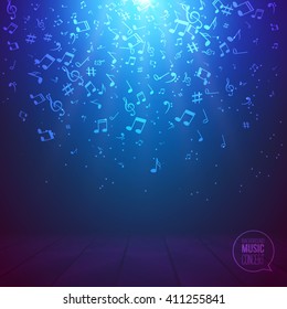 Vector abstract musical background with musical notes.