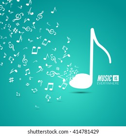 Vector abstract musical background with musical notes.