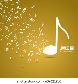 Vector abstract musical background with musical notes.