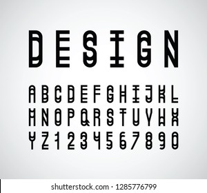 vector abstract narrow font and alphabet