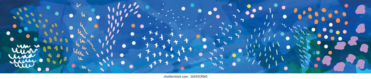 Vector abstract nature background with doodles, flowers, leaves, crosses, dots and scribbles. Romantic  pattern , hand drawn  with felt-tip pens for invitations, poster, postcard or web page header.