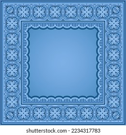 Vector abstract nature decorative ethnic ornamental illustration. Monochrome border