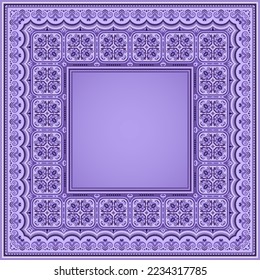 Vector abstract nature decorative ethnic ornamental illustration. Monochrome border