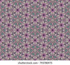 Vector abstract nature ethnic hand drawn color seamless pattern