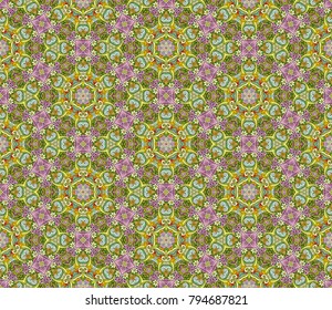 Vector abstract nature ethnic hand drawn color seamless pattern