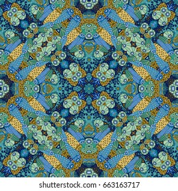 Vector abstract nature fantasy hand drawn seamless pattern