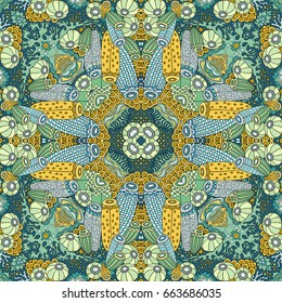 Vector abstract nature fantasy hand drawn seamless pattern
