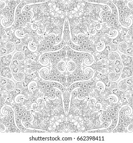 Vector abstract nature hand drawn line art seamless pattern