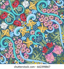 Vector abstract nature hand drawn pattern