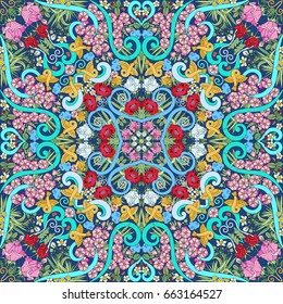Vector abstract nature hand drawn seamless pattern