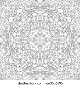 Vector abstract nature hand drawn line art seamless pattern