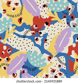 Vector abstract nature inspired shapes illustration seamless repeat pattern fashion home decor print fabric digital artwork