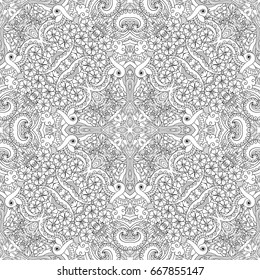 Vector abstract nature line art hand drawn seamless pattern