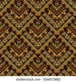 Vector abstract nature patch pattern. Mosaic tiled background