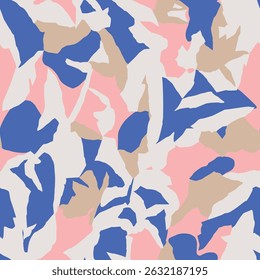 Vector abstract nature themed shapes seamless repeat pattern