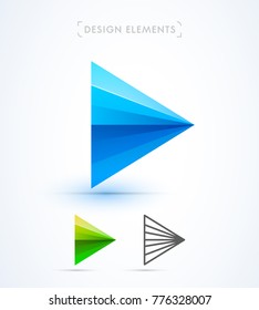 Vector abstract navigation arrow map logo elements. Origami, material design, flat, line style. Travel icon set