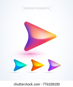 Vector abstract navigation arrow map logo elements. Modern colorful gradient mesh style
