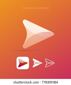 Vector abstract navigation arrow map logo elements. Origami, material design, flat, line style. Travel icon set