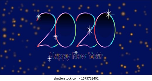Vector Abstract Navy blue Background 2020 Happy New Year