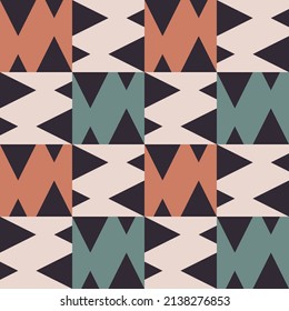 Vector abstract neo geometric African aztec shape modern vintage color style seamless pattern background. Use for fabric, textile, interior decoration elements, upholstery, wrapping.