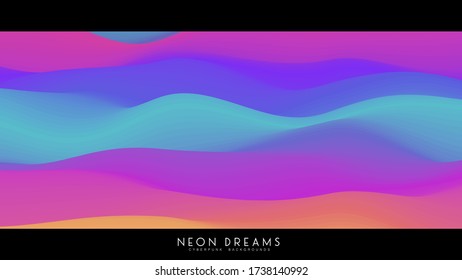 Fondo de Neon Dreams abstracto vectorial. El moderno fondo de ondas coloridas del fluido holográfico del ciberpunk. Textura líquida pastel iridiscente para cubierta creativa, afiche, tarjeta, diseños.