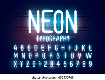 Vector Of Abstract Neon Font And Alphabet