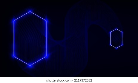 Fondo del efecto de la luz del marco del polígono de neón abstracto del vector.