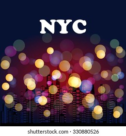 vector abstract new york city night 