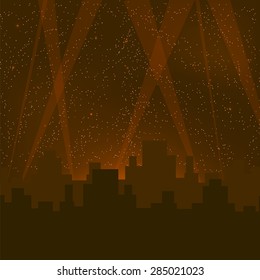 Vector Abstract Night City Background. Night City Buildings Silhouettes