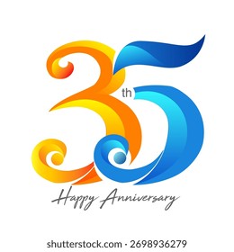 Vector abstract, number 35th anniversary symbol.