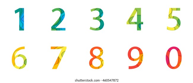 Vector abstract numbers Set. Material 3d layered Vector eps10 illustration.