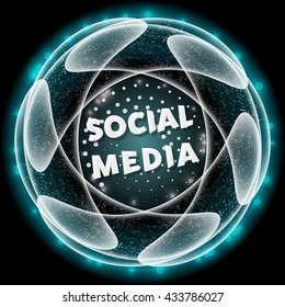 Vector abstract object with social media inscription