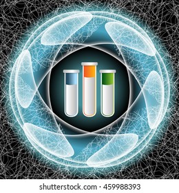 Vector abstract object and test tubes