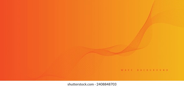Vector abstract orange background with dynamic orange waves, lines and particles.