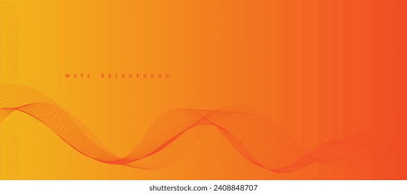 Vector abstract orange background with dynamic orange waves, lines and particles.